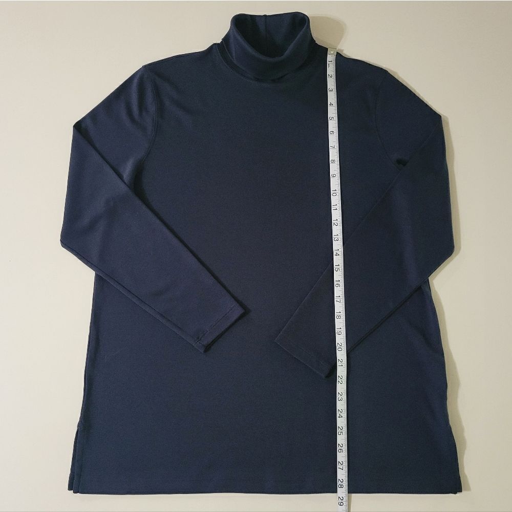 Lands' End Women's Black Cotton Long Sleeve Turtleneck Top - Picture 6 of 15